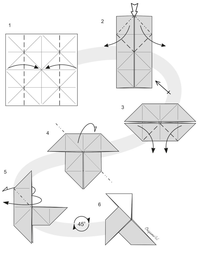 pajarita diagram origami